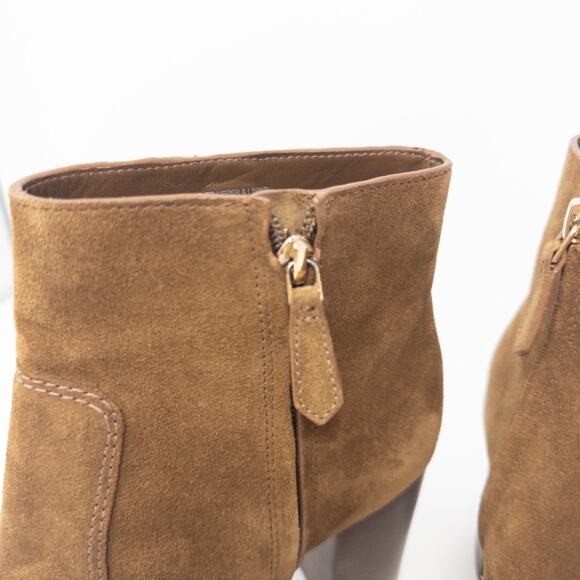 Tory Burch Sofia Lug Sole Bootie Natural Suede Festival Brown 85mm Womens Size 1 - Picture 4 of 8